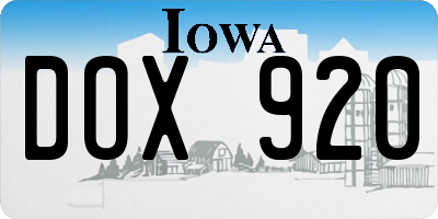 IA license plate DOX920