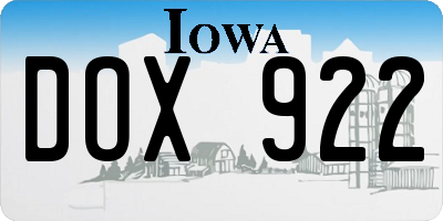 IA license plate DOX922
