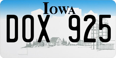 IA license plate DOX925
