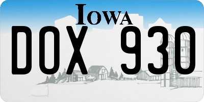 IA license plate DOX930