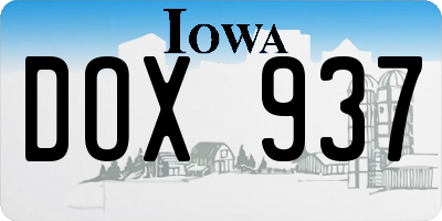 IA license plate DOX937