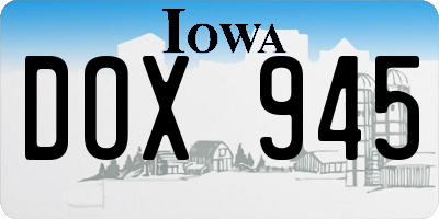 IA license plate DOX945