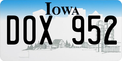 IA license plate DOX952