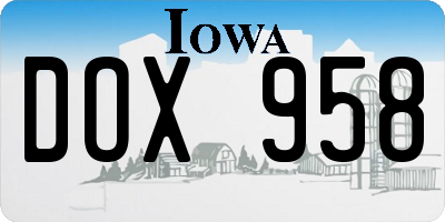 IA license plate DOX958