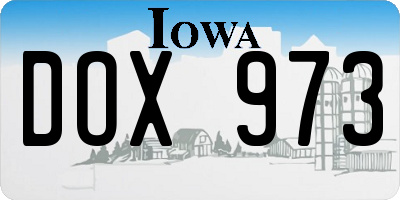 IA license plate DOX973