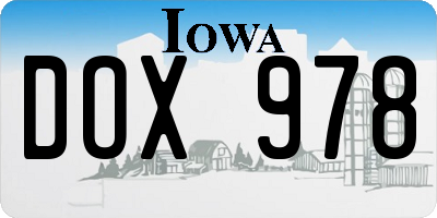 IA license plate DOX978
