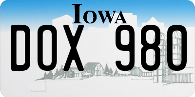 IA license plate DOX980