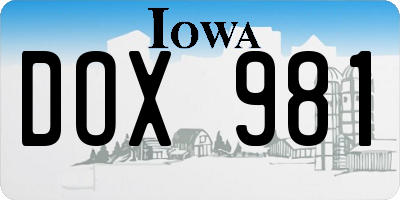 IA license plate DOX981
