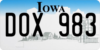 IA license plate DOX983