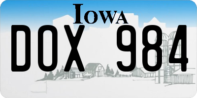 IA license plate DOX984