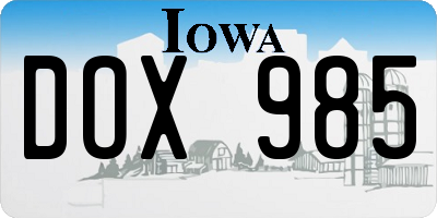 IA license plate DOX985