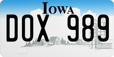 IA license plate DOX989