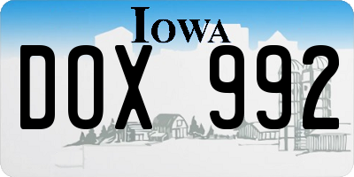 IA license plate DOX992