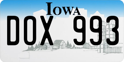 IA license plate DOX993