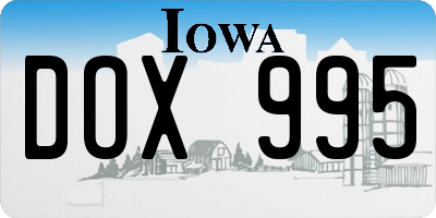 IA license plate DOX995