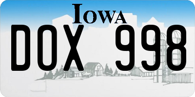 IA license plate DOX998
