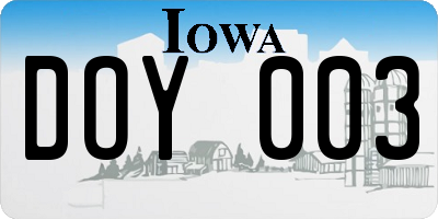 IA license plate DOY003