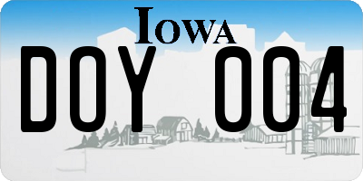 IA license plate DOY004