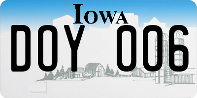 IA license plate DOY006