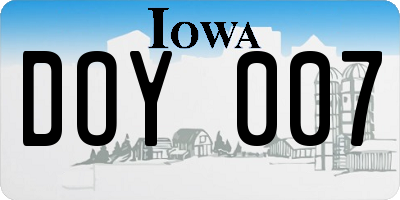 IA license plate DOY007