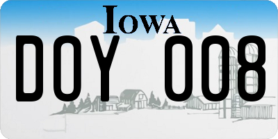 IA license plate DOY008