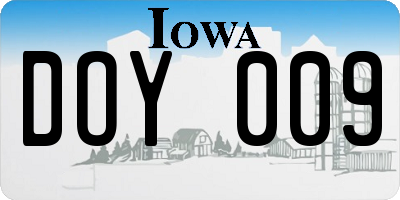 IA license plate DOY009