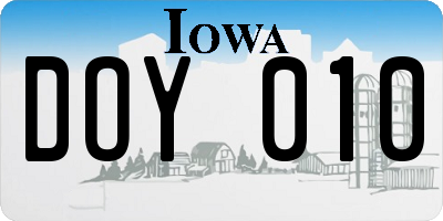 IA license plate DOY010