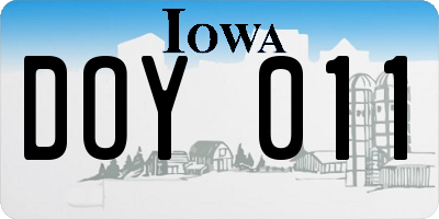 IA license plate DOY011