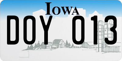 IA license plate DOY013