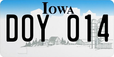 IA license plate DOY014