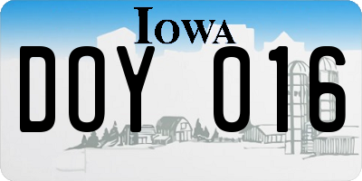 IA license plate DOY016