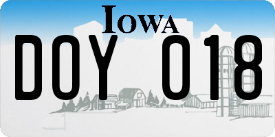 IA license plate DOY018