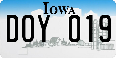 IA license plate DOY019