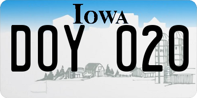 IA license plate DOY020