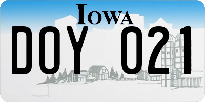 IA license plate DOY021