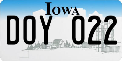 IA license plate DOY022