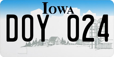 IA license plate DOY024