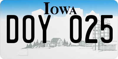 IA license plate DOY025