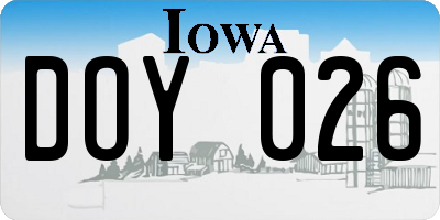 IA license plate DOY026