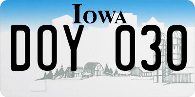 IA license plate DOY030