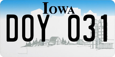 IA license plate DOY031