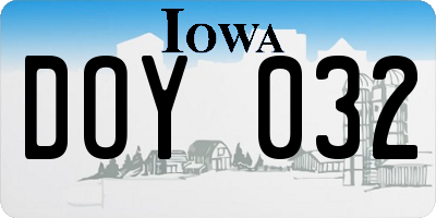 IA license plate DOY032