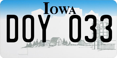 IA license plate DOY033