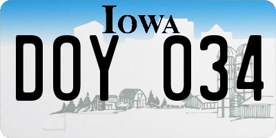 IA license plate DOY034