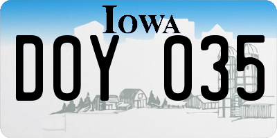 IA license plate DOY035