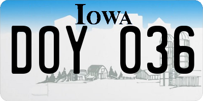 IA license plate DOY036