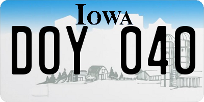 IA license plate DOY040