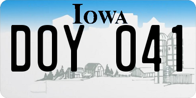 IA license plate DOY041
