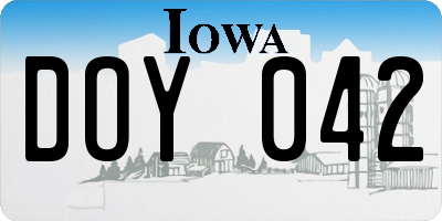 IA license plate DOY042