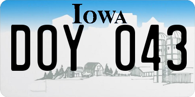 IA license plate DOY043